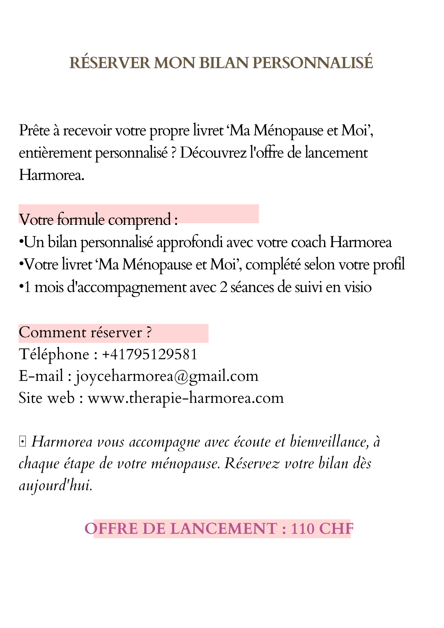 Ma ménopause et moi / Livret personnalisé