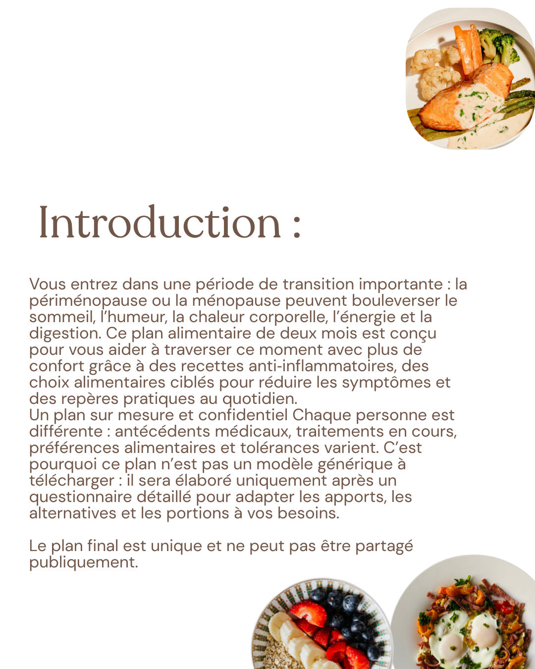Plan alimentaire personnalisé & Suivi visio : 2 mois pour mieux vivre la ménopause