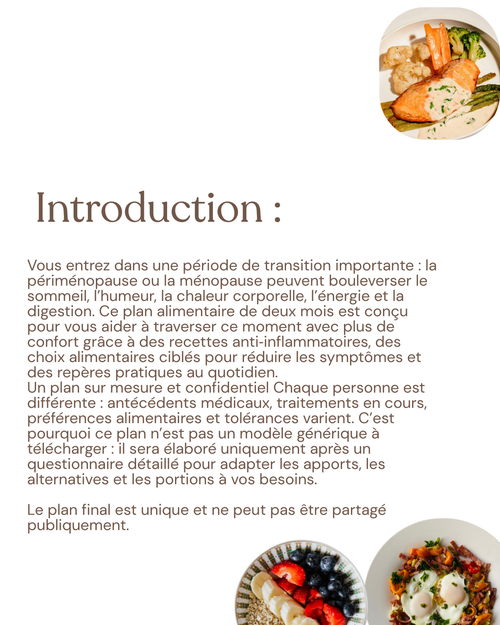 Plan alimentaire personnalisé : 2 mois pour mieux vivre la ménopause