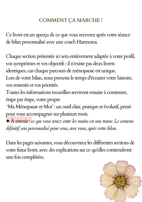 My Menopause and Me / Personalized Booklet (11 pages)