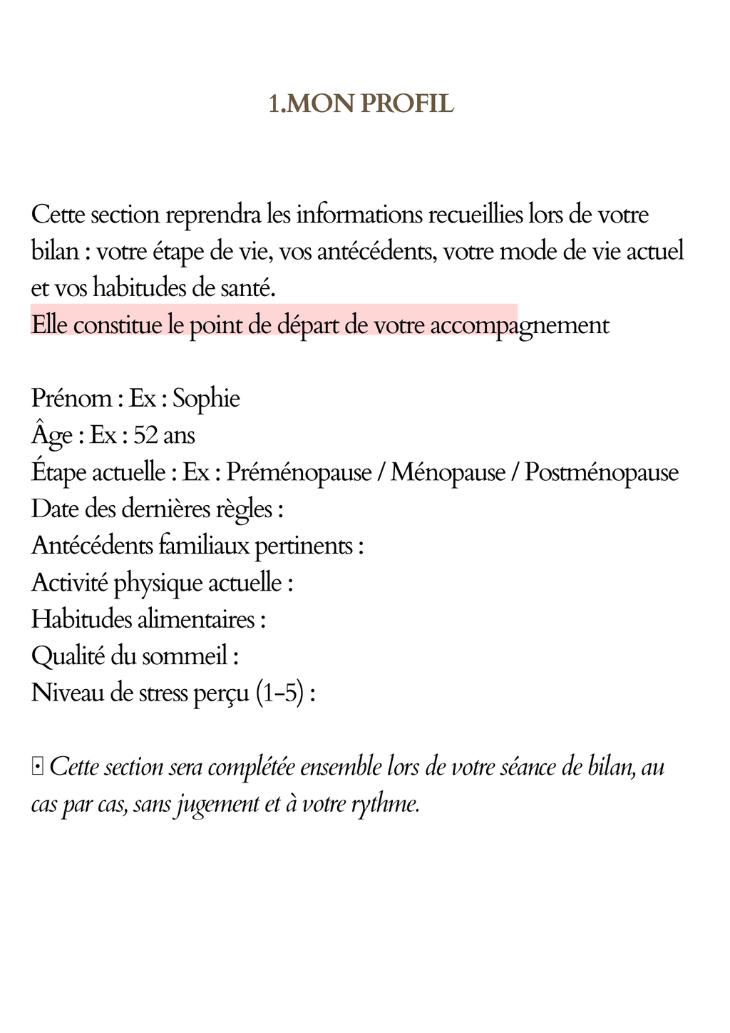 Ma ménopause et moi / Livret personnalisé