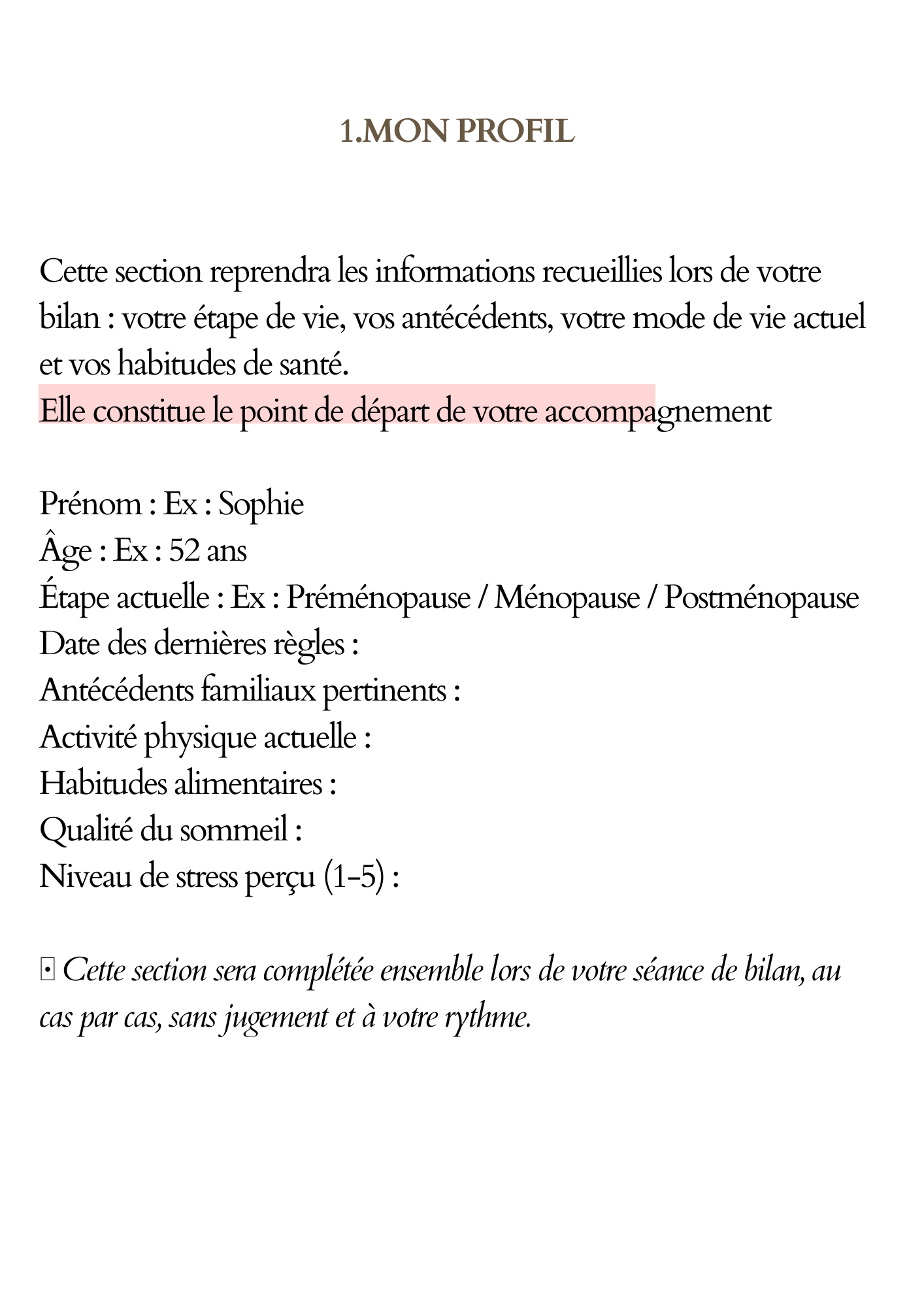 Ma ménopause et moi / Livret personnalisé