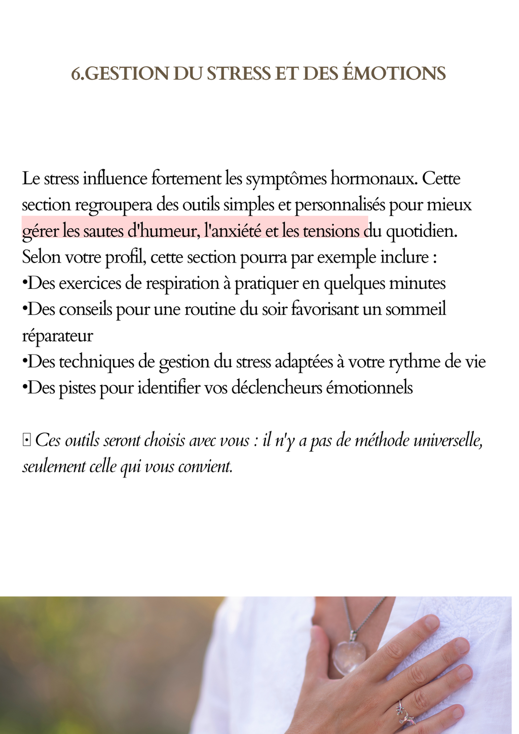 Ma ménopause et moi / Livret personnalisé